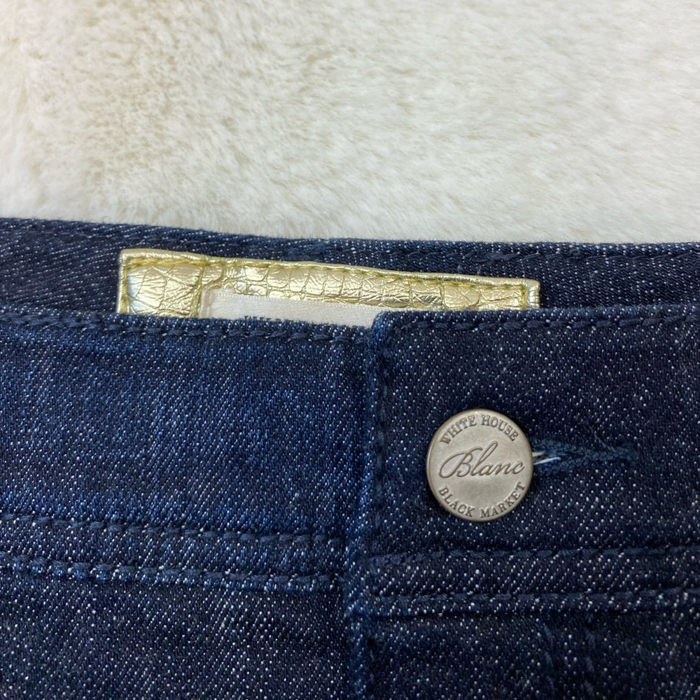 WHITE HOUSE BLACK MARKET BLANC Denim Jean Skirt | Diamond Embellishment | Size 8 - Picture 6 of 11